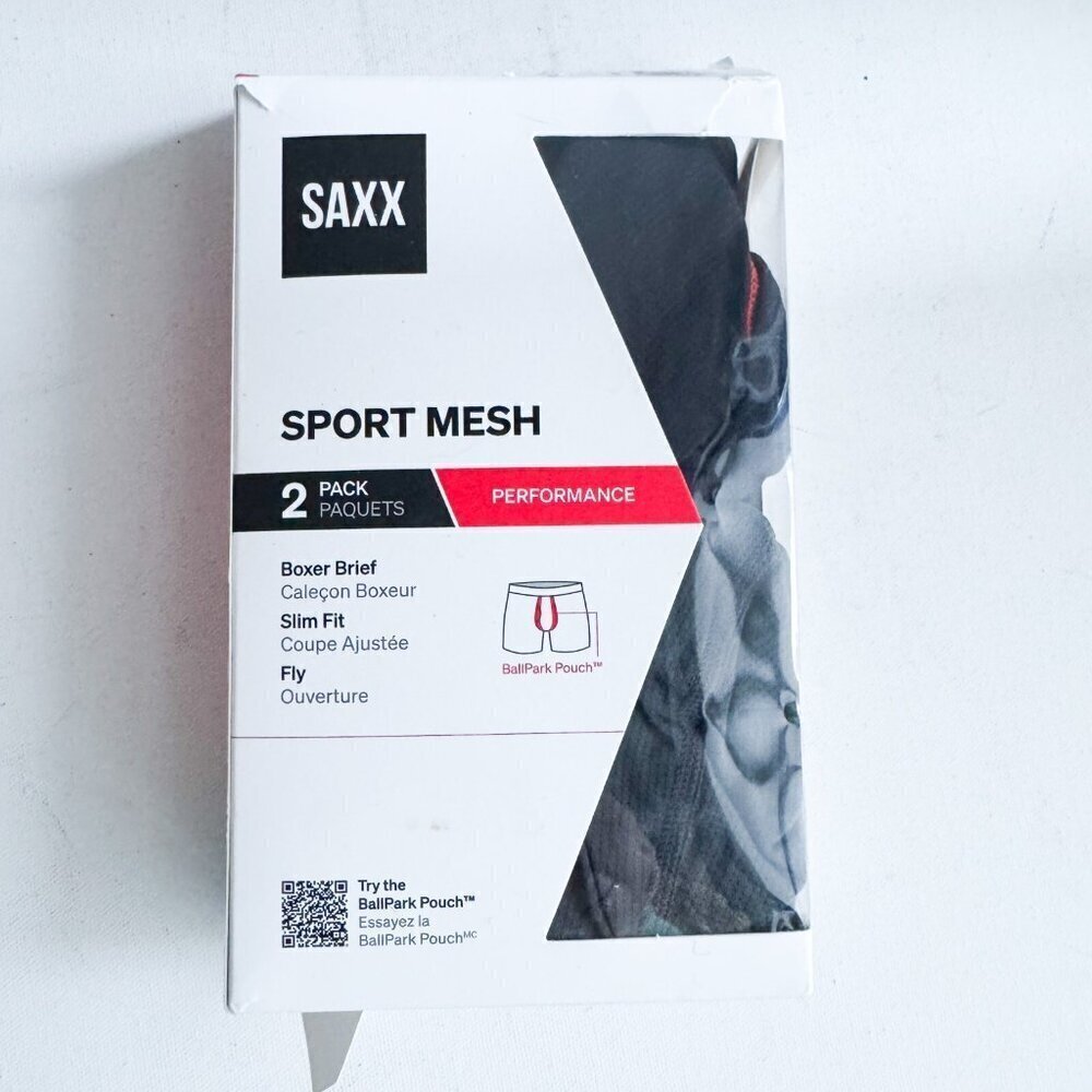 SAXX Sport Mesh 2Pack Boxer Brief Slim Fit Black and Grey XXL